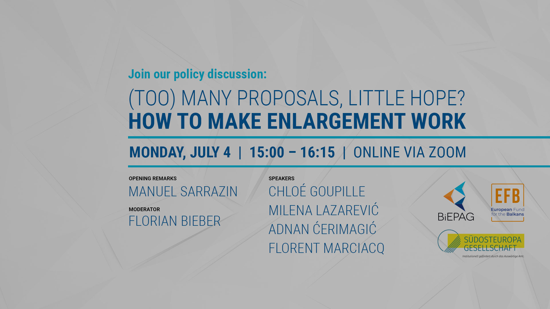 Online discussion: (Too) Many Proposals, Little Hope? How to Make Enlargement Work